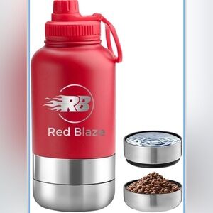 RB Blaze 3-in-1 Stainless Steel Pet Food & Portable Dog Water Bottle - Travel